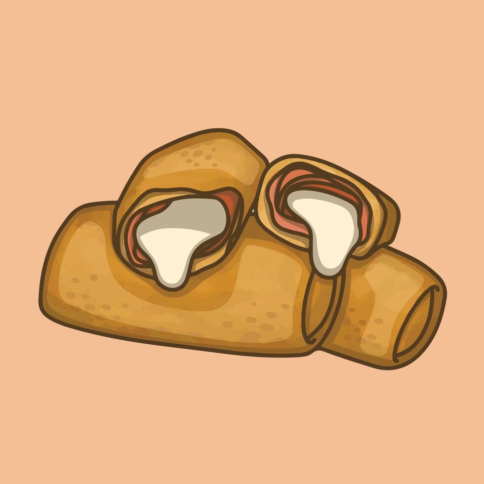 Risoles cake filled with mayonnaise and smoke beef vector