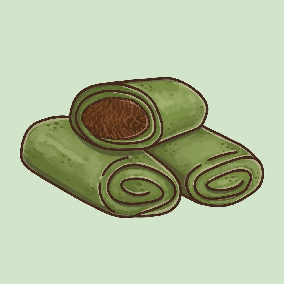 Sweet dadar gulung isolated on blue background vector