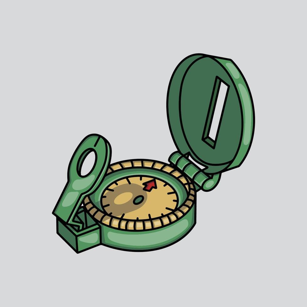 Green analog compass for outdoor orientation vector