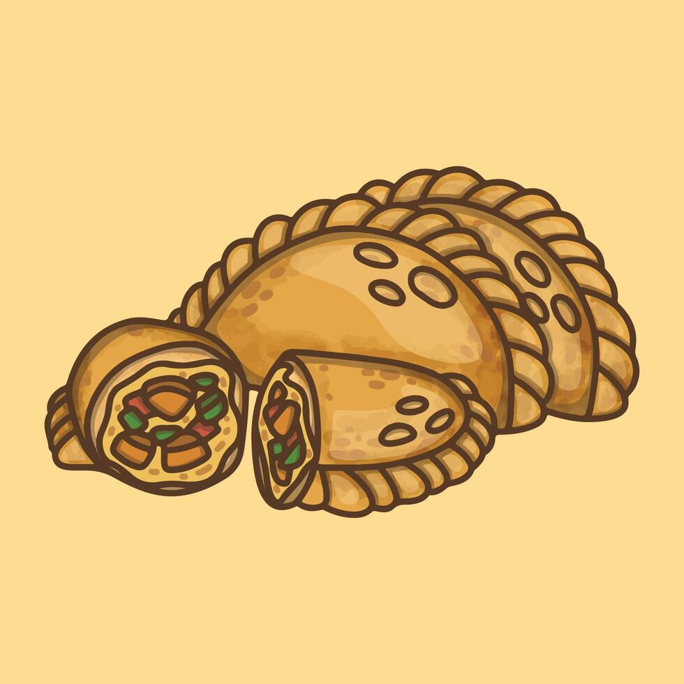 Pastel cake filled with vegetables vector