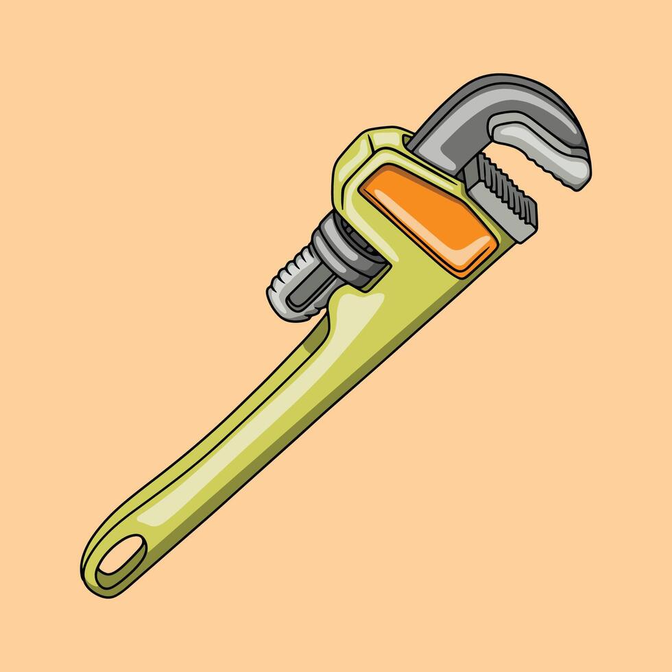 Pipe wrench illustration isolated on orange background vector