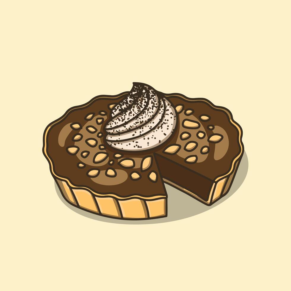 Chocolate pie with crispy crust vector