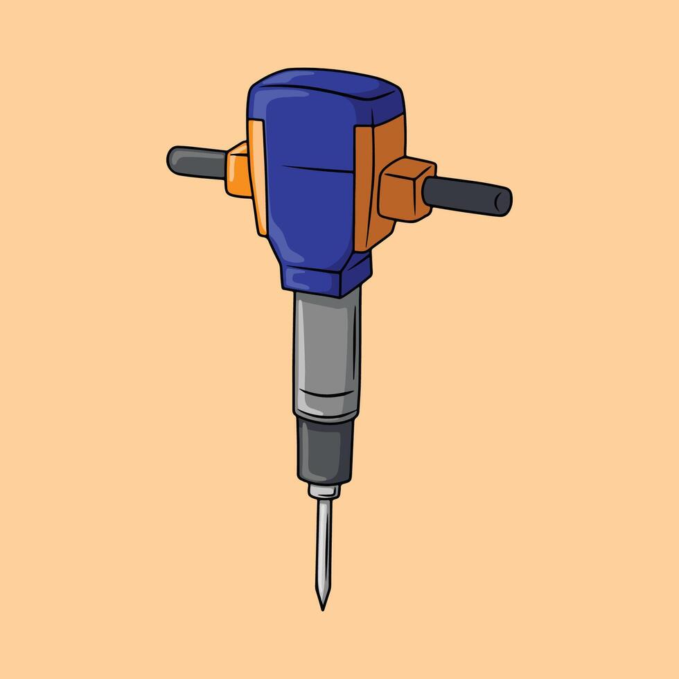 Illustration of a cordless jack hammer construction tool vector