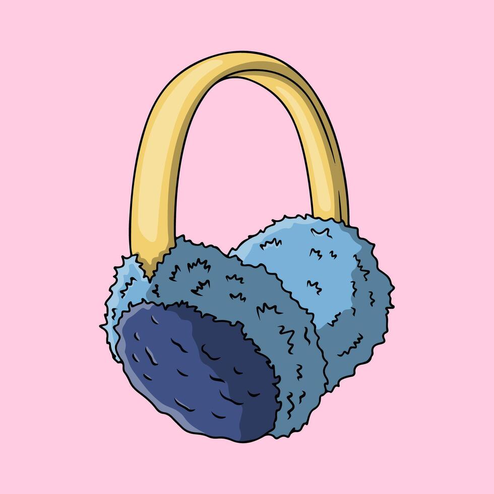 Blue winter earmuffs with fur vector