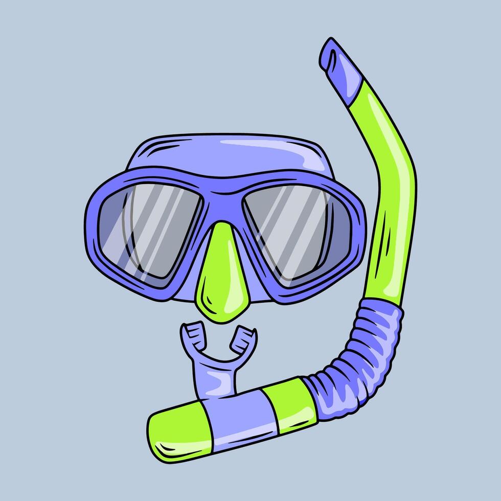 Mask and snorkel for scuba diving vector