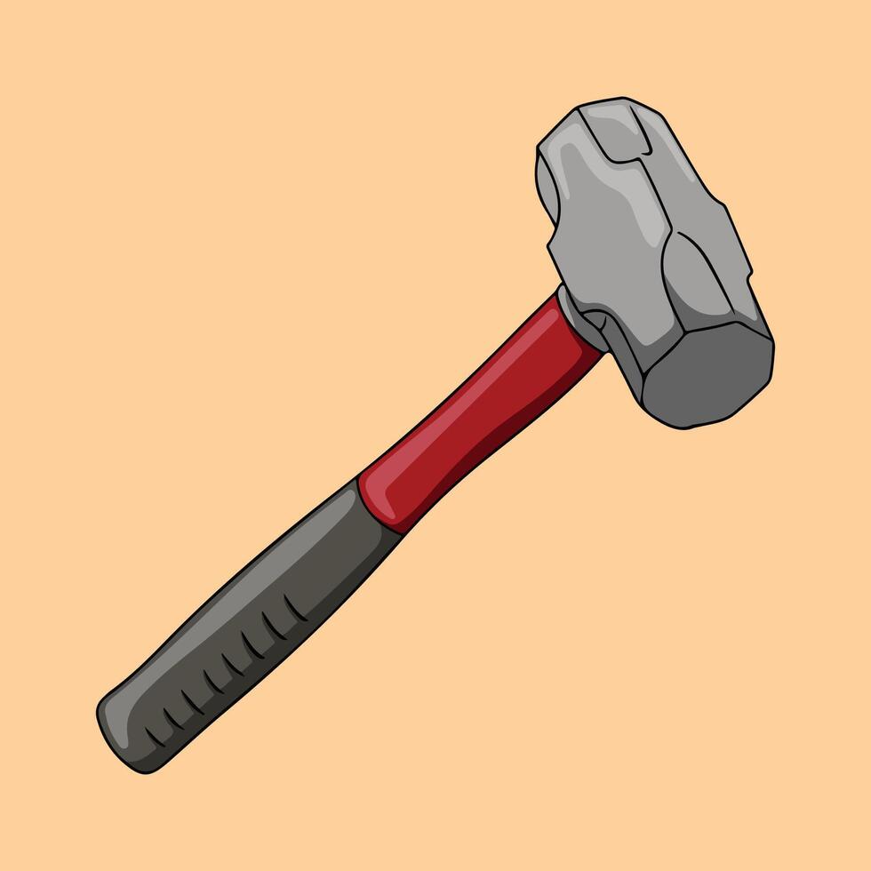 Sledgehammer isolated on orange background vector