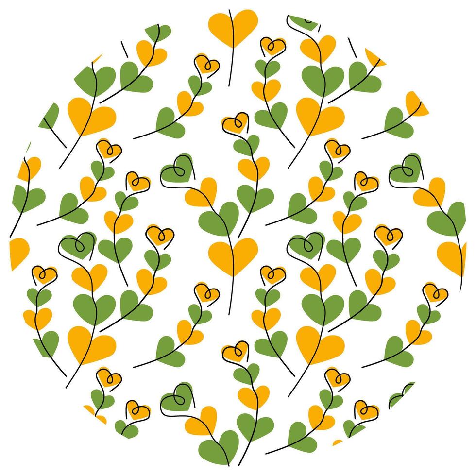 Hand drawn Heart Shape Branches Circular Background Texture St Patrick Day Greeting Traditional tint. Isolated Illustration Thematic Cards Wallpaper Background Poster, leaflets, banners or web vector