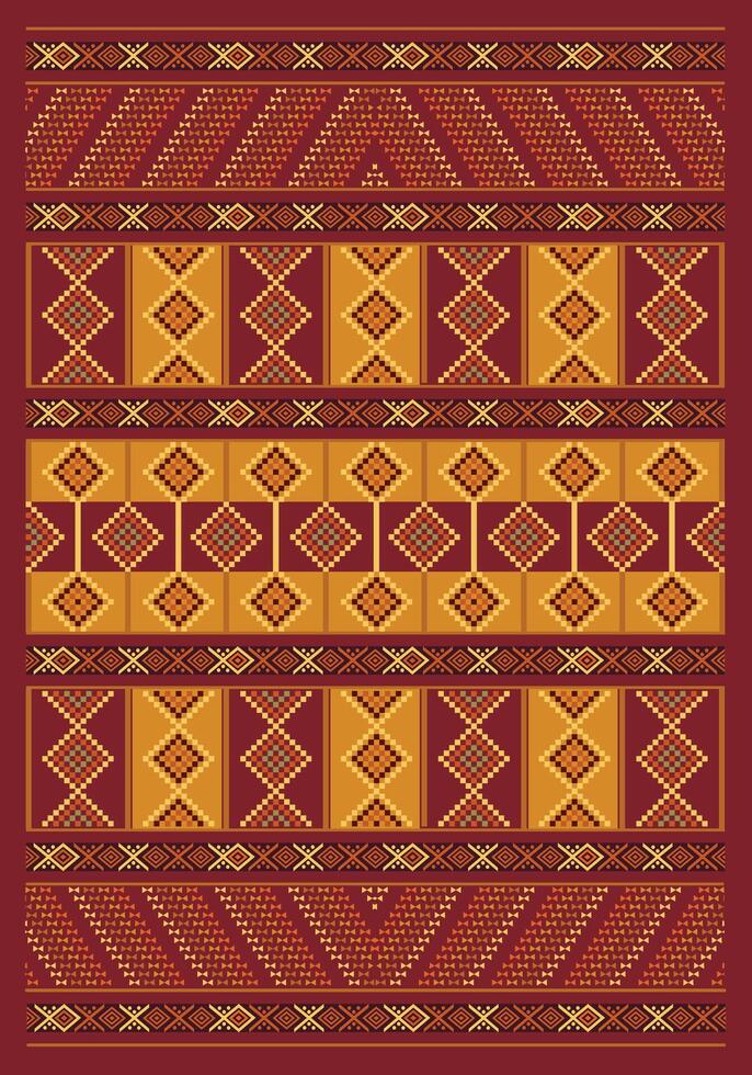 North-Afican Saharian old carpet vector