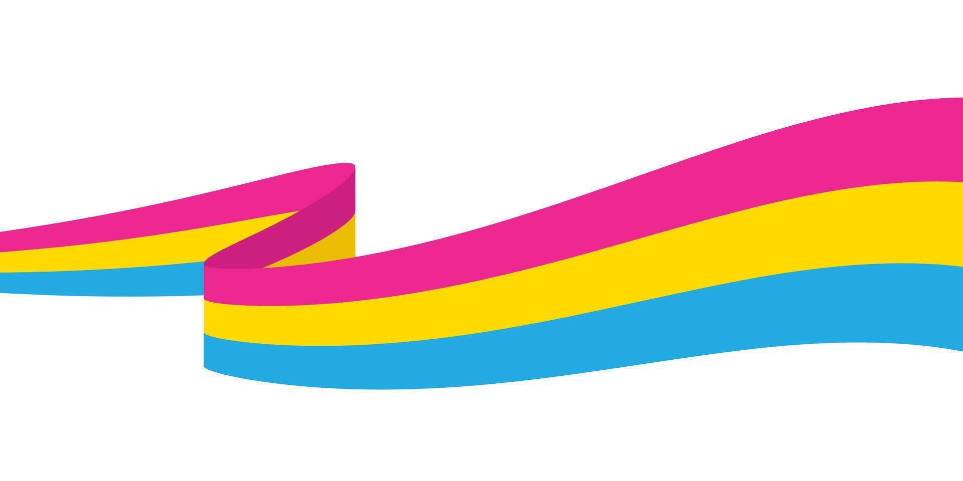Pink, yellow, and blue colored background, as the colors of the pansexual flag. LGBTQI concept. Flat design illustration. vector