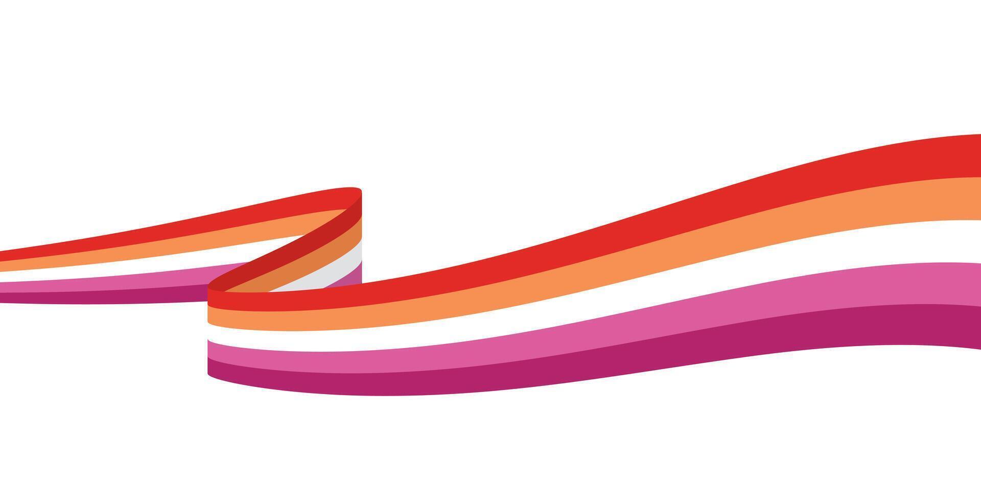 Orange, white, and pink colored curved line icon, as the colors of the lesbian flag. LGBTQI concept. Flat illustration vector
