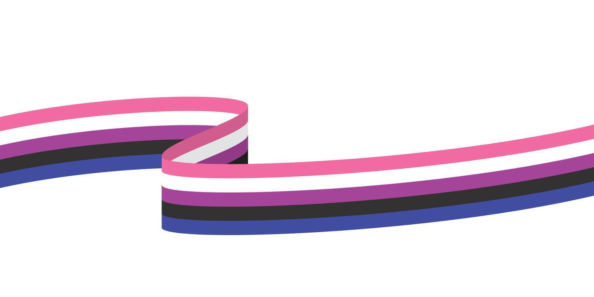 Pink, white, purple, black and blue colored curved line icon, as the colors of the genderfluid flag. LGBTQI concept. vector