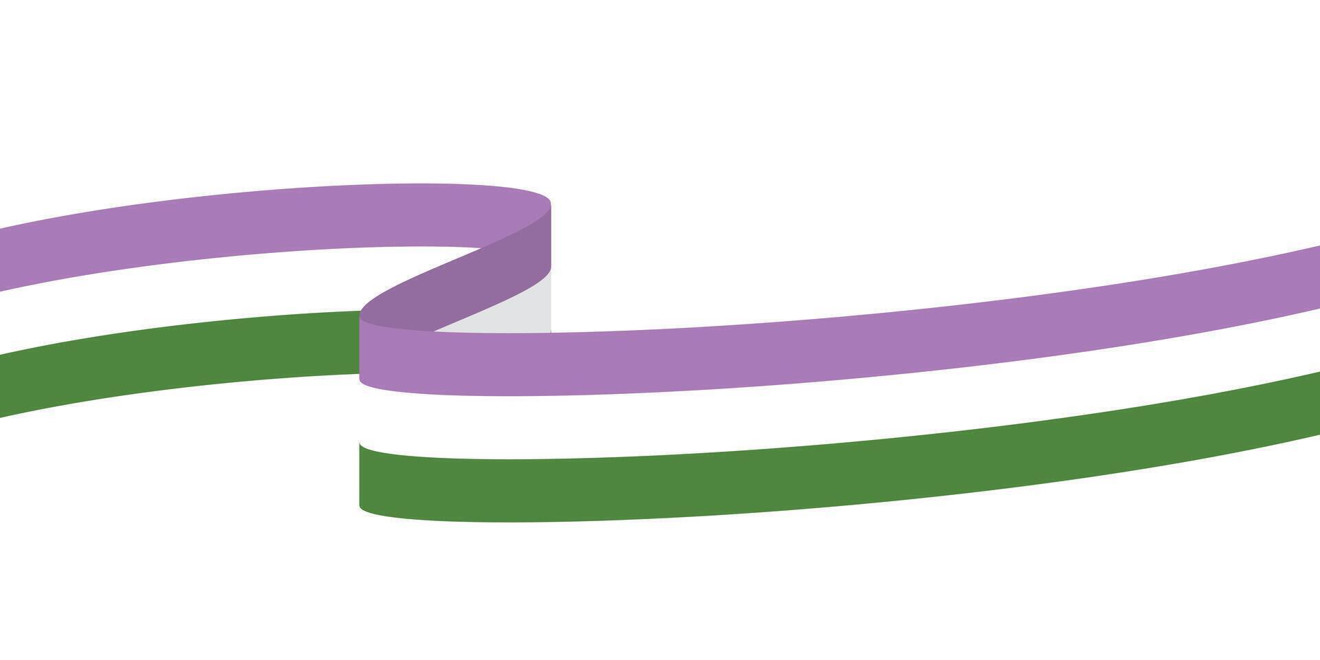 Purple, white, and green colored curved line icon, as the colors of the genderqueer flag. LGBTQI concept. Flat illustration. vector