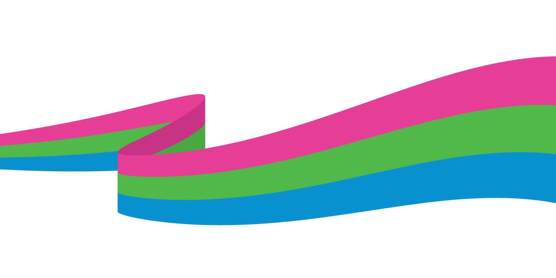 Pink, green, and blue colored background, as the colors of the polysexual flag. LGBTQI concept. Flat illustration. vector
