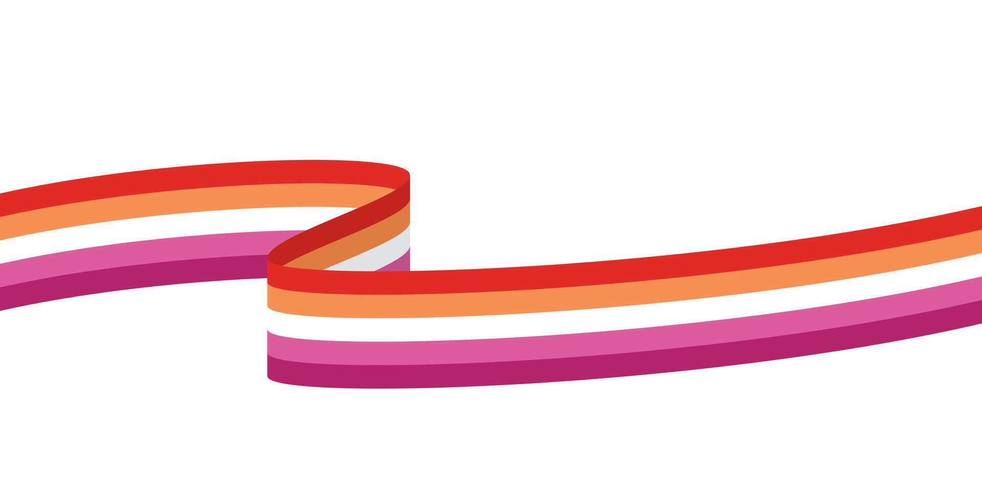 Orange, white, and pink colored curved line icon, as the colors of the lesbian flag. LGBTQI concept. Flat design illustration vector