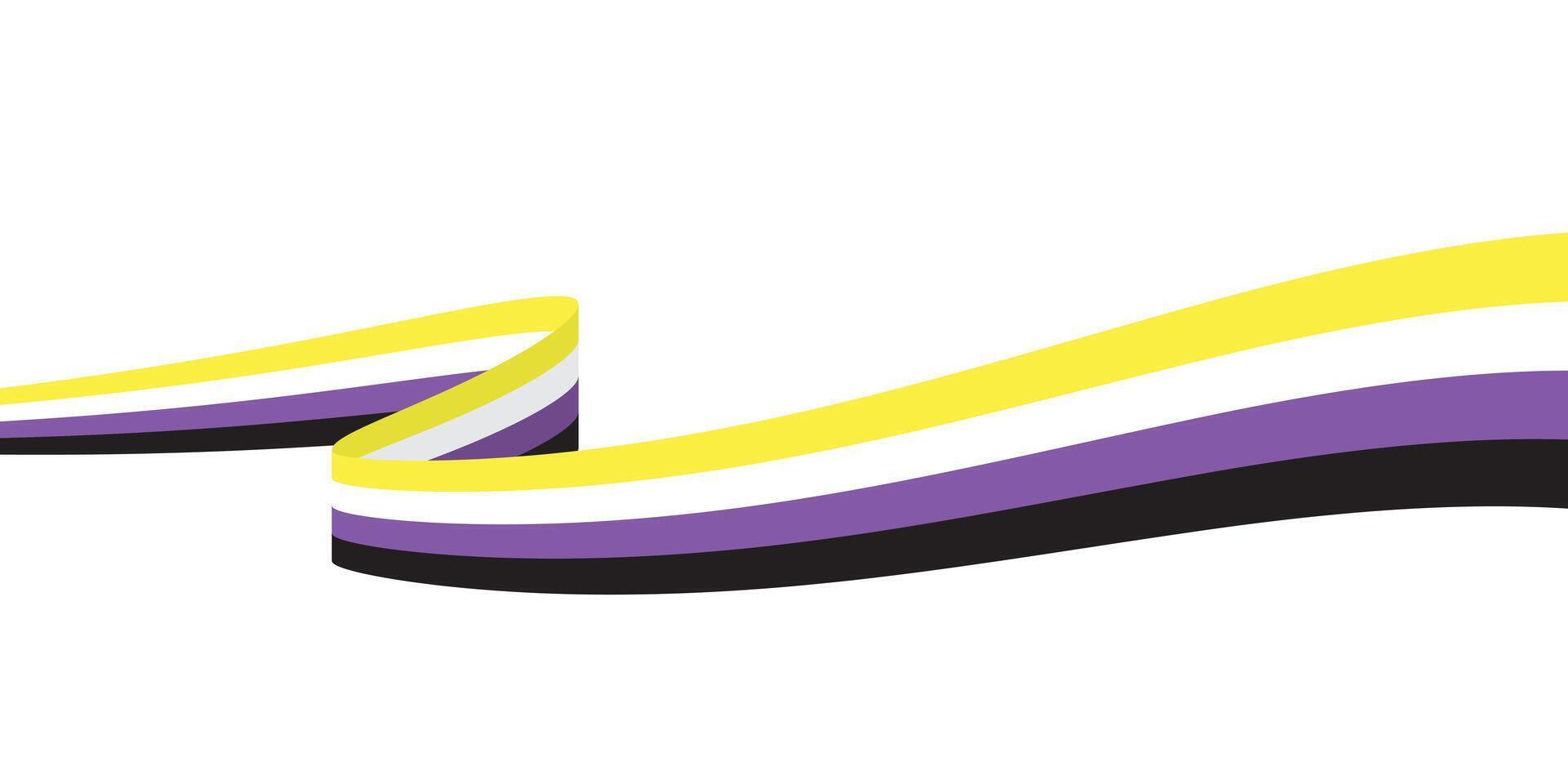 Yellow, white, purple and black colored background as the colors of the nonbinary flag. Pride month concept. Flat design illustration. vector