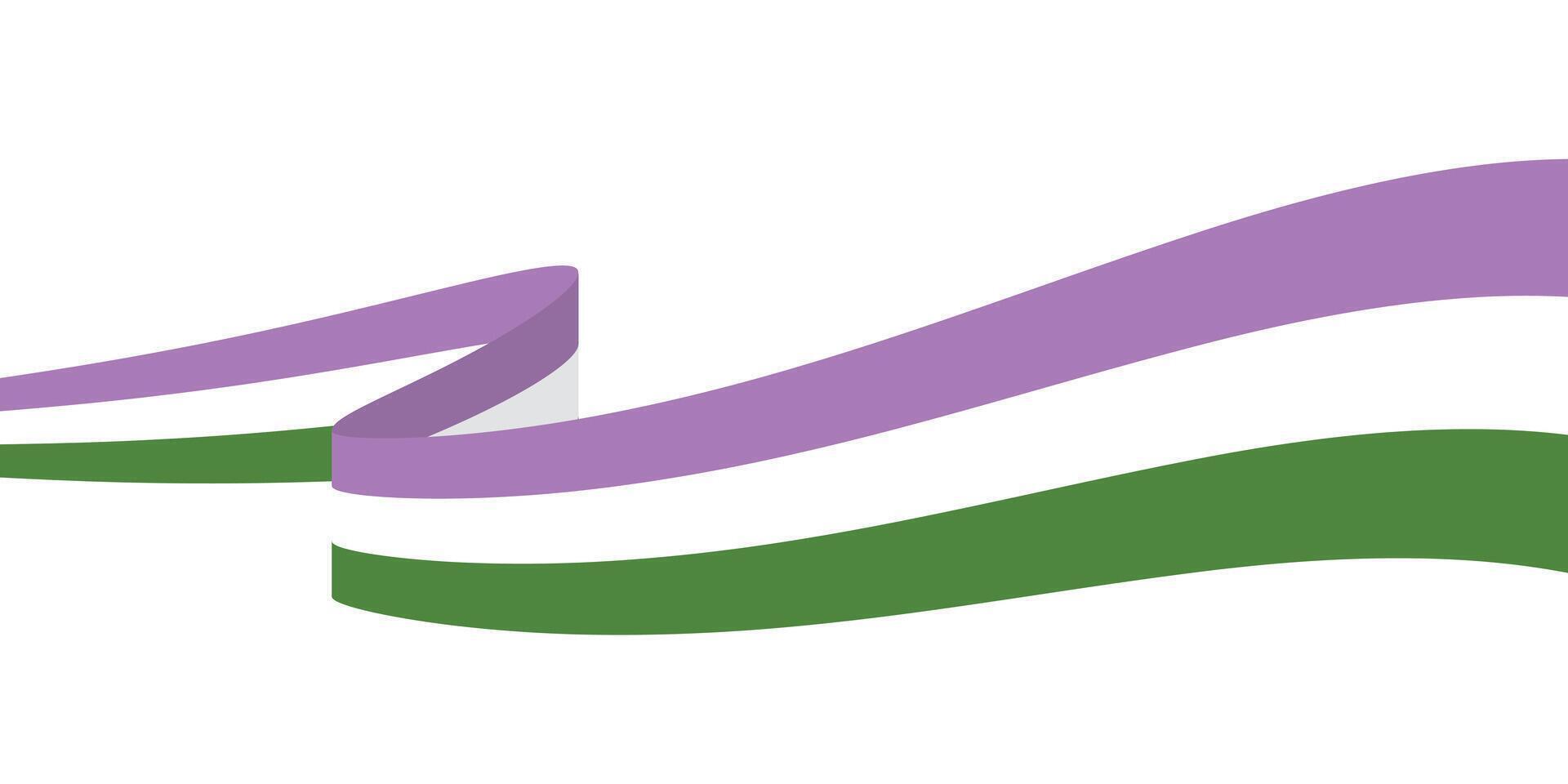 Purple, white, and green colored curved line icon, as the colors of the genderqueer flag. LGBTQI concept. Flat design illustration. vector