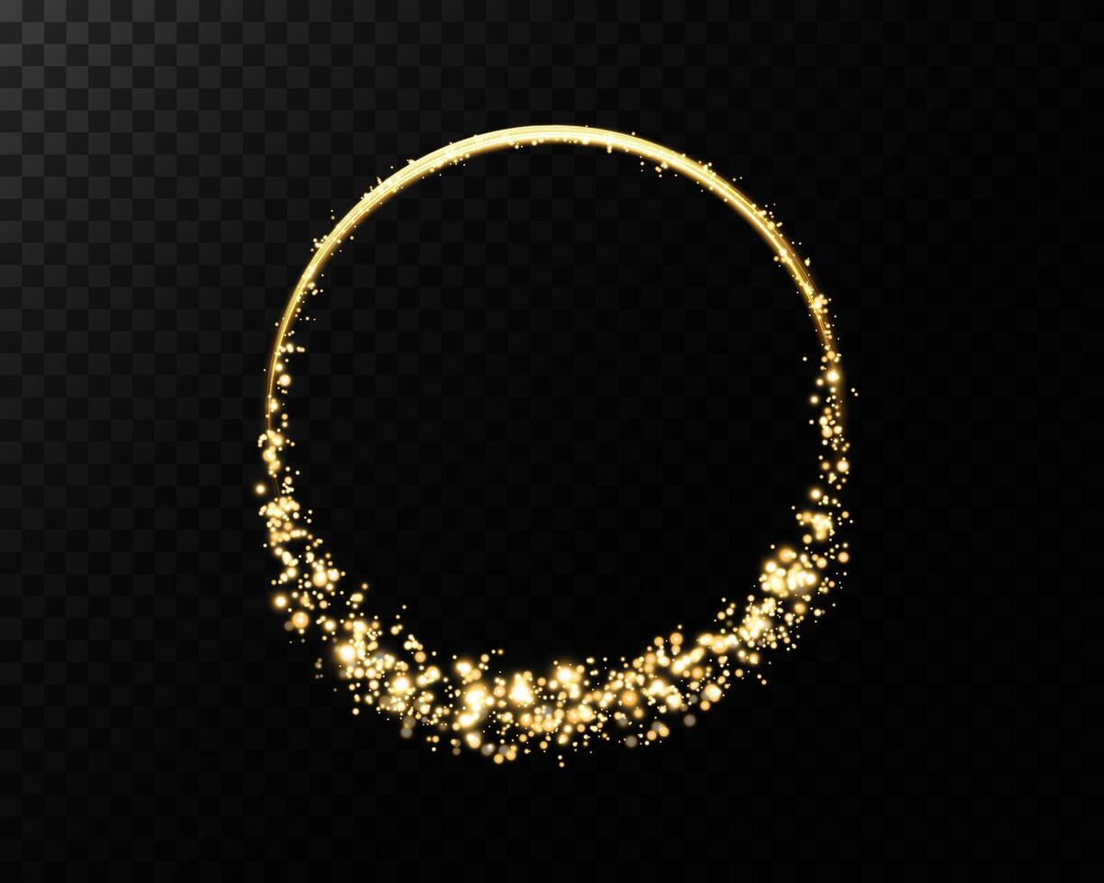 A stunning and mesmerizing golden glitter circular frame that is perfect for creating elegant designs and decorations vector