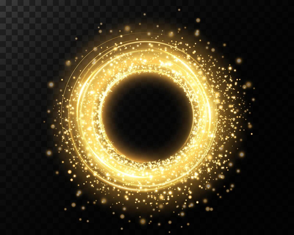 A captivating golden circle adorned with mesmerizing sparkling effects, ideal for various design projects vector
