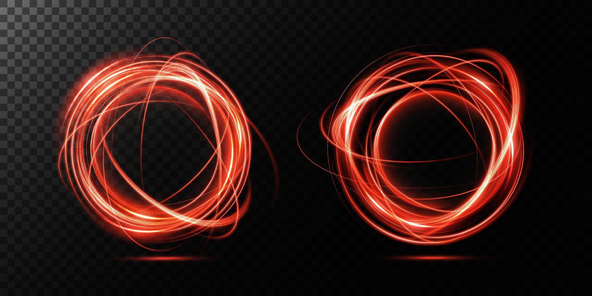 A vibrant and glowing red light swirls around, making it perfect for creative designs and abstract backgrounds vector