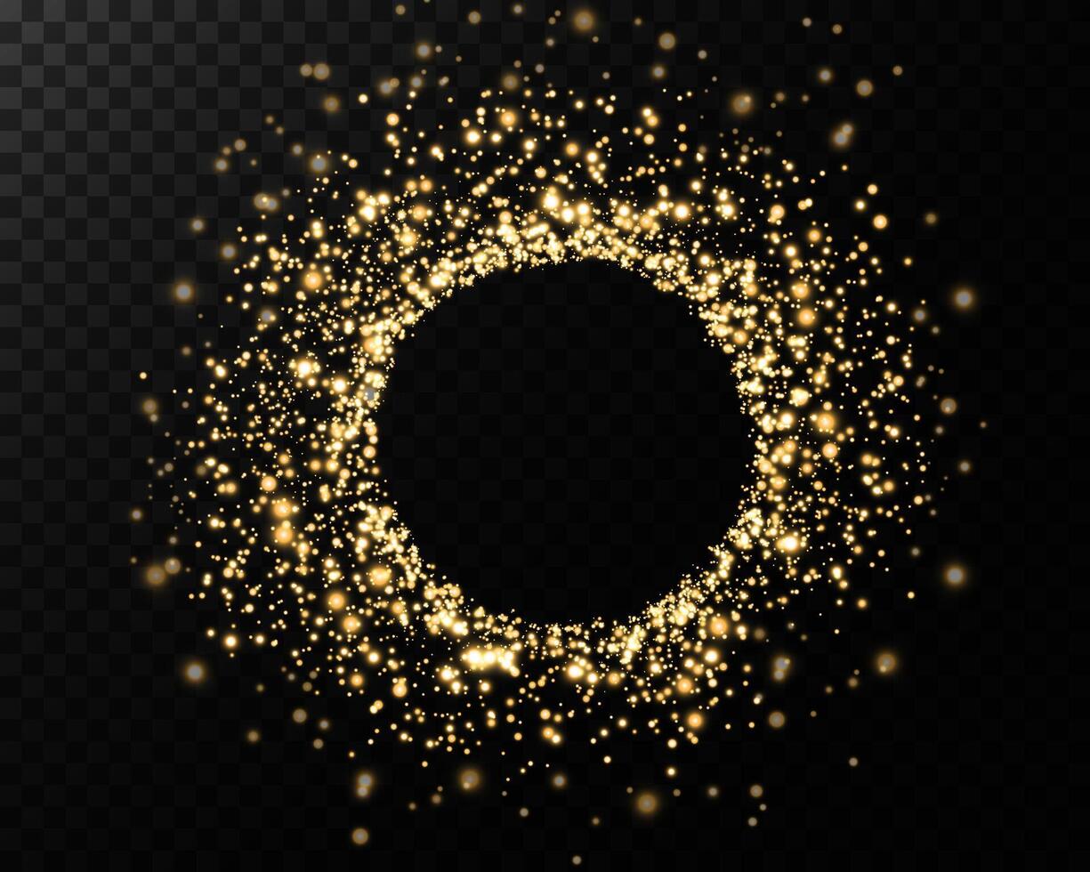 A beautiful circular frame with golden sparkles on a dark backdrop, perfect for elegant designs and projects vector