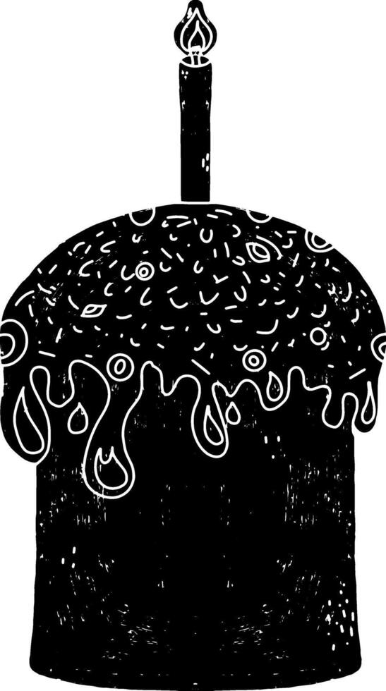 a black and white drawing of a cake with candles vector
