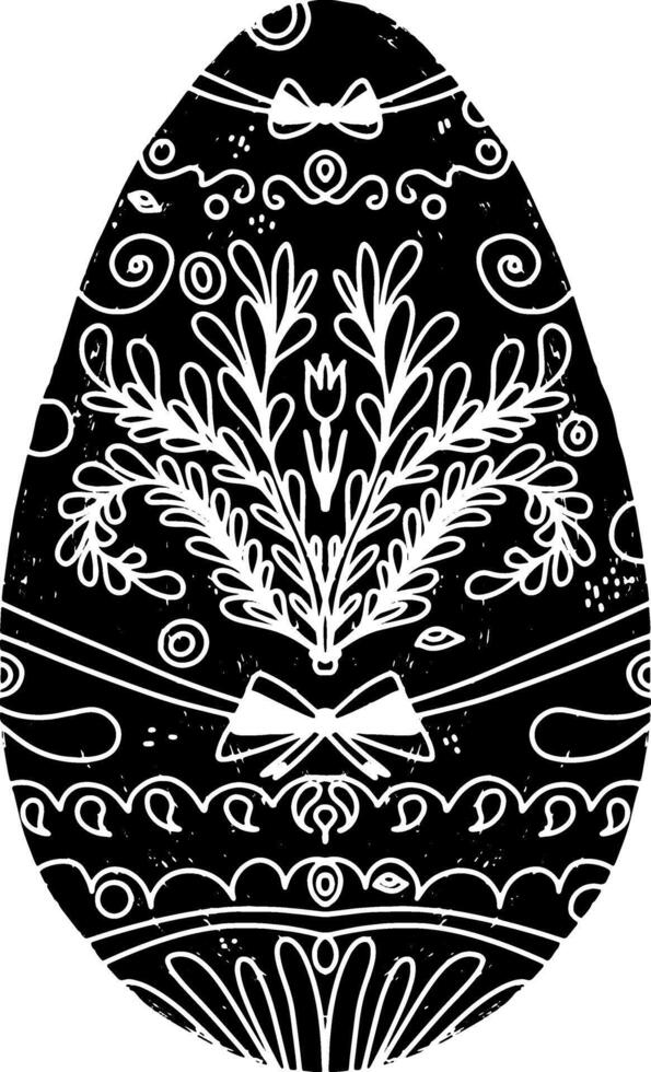 easter egg with floral pattern vector
