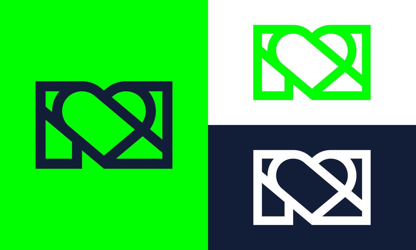 Unique N heart logo template. vector