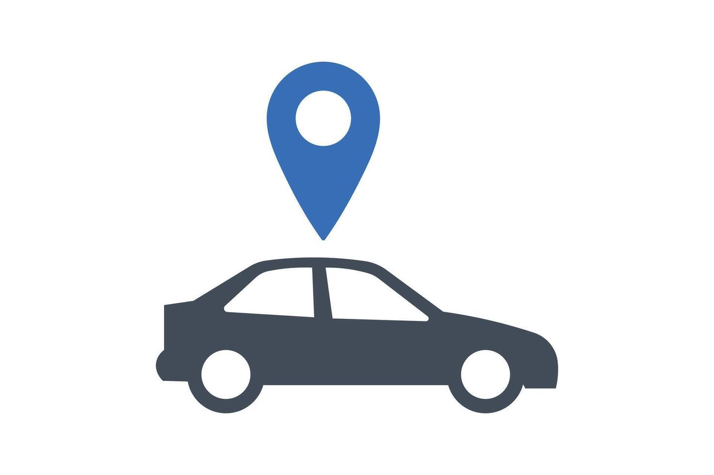 Car Map Location Pin Illustration, car map location icon, vehicle tracking pin icon, car route gps icon, location pin with car vector