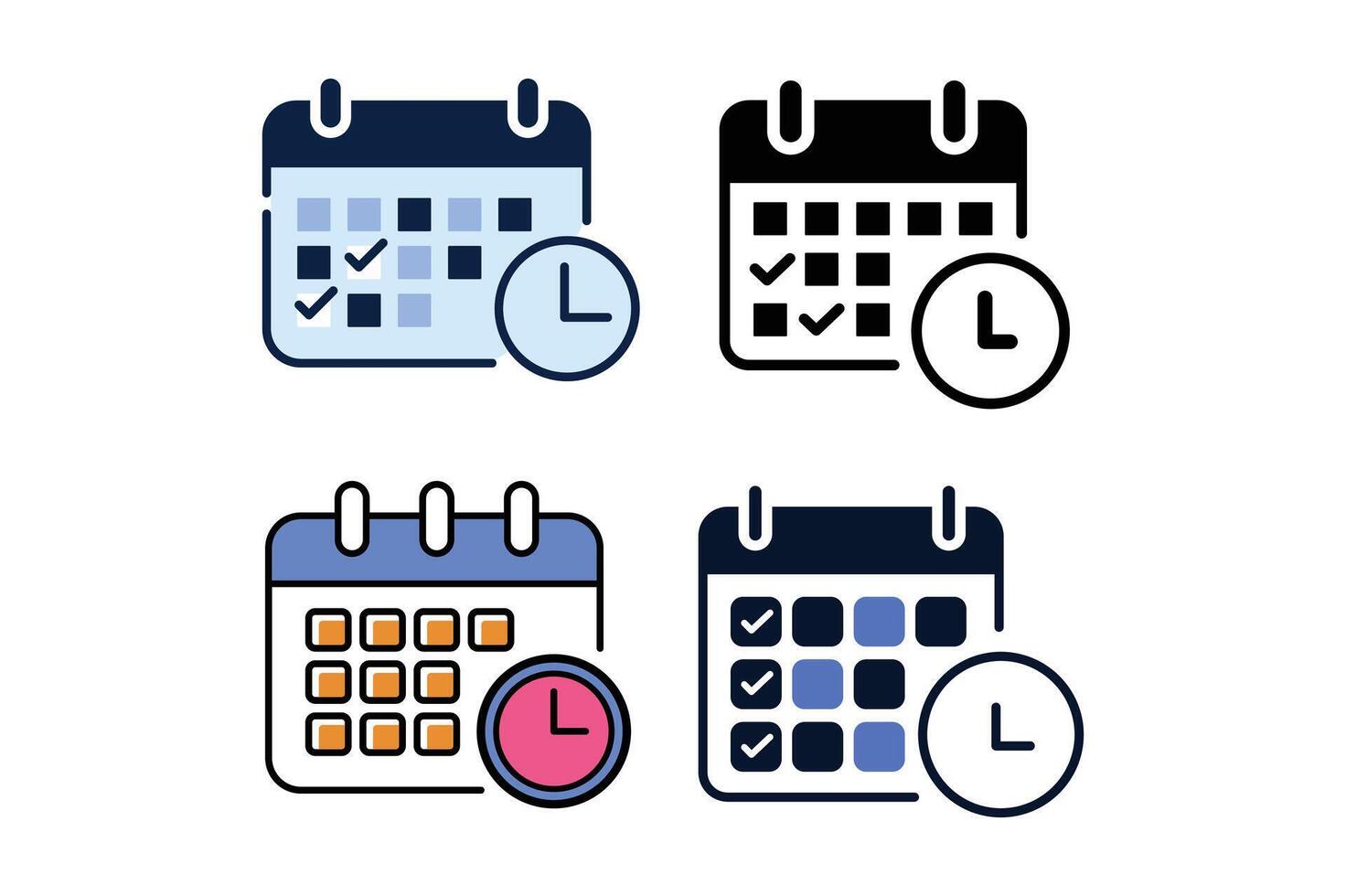 Time Management and Schedule Icon Sets, calendar icon, time management, schedule icon, event planner vector