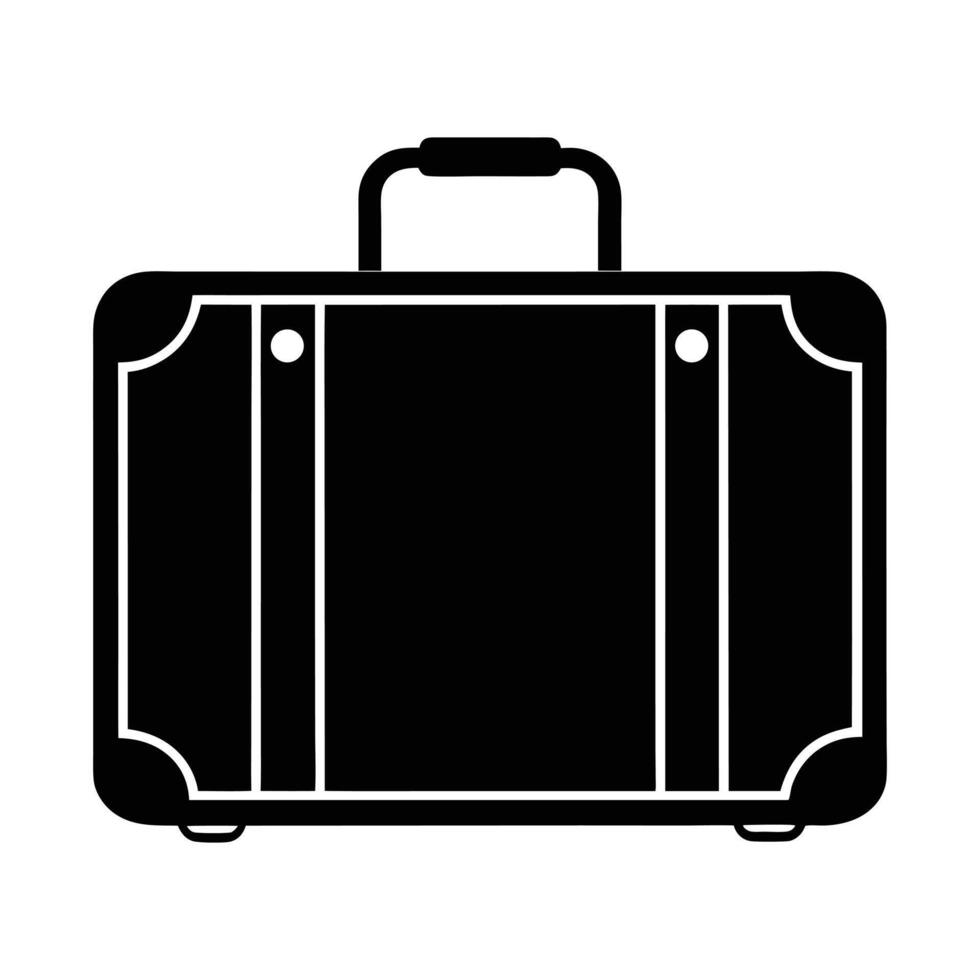 A simple and sophisticated monochrome depiction of an elegant black travel suitcase, conveying themes of journeys and destination. vector