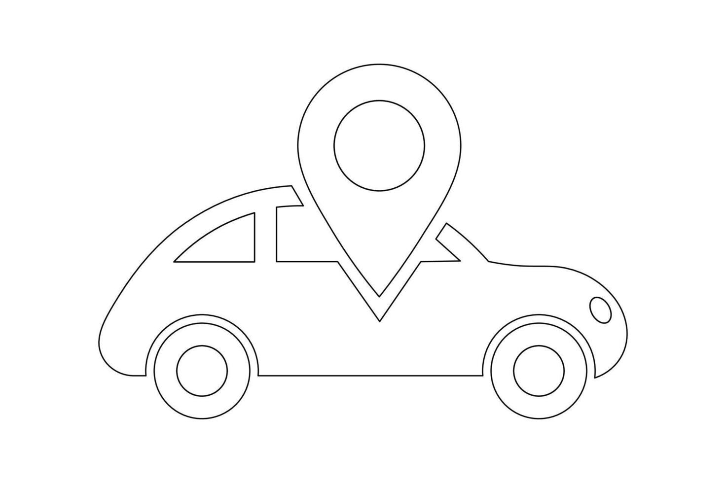 Automotive Location Icon , car map location icon, vehicle tracking pin icon, car route gps icon, location pin with car vector
