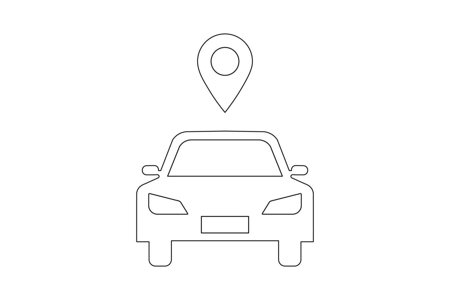 Car Icon with Map Pin Design, car map location icon, vehicle tracking pin icon, car route gps icon, location pin with car vector