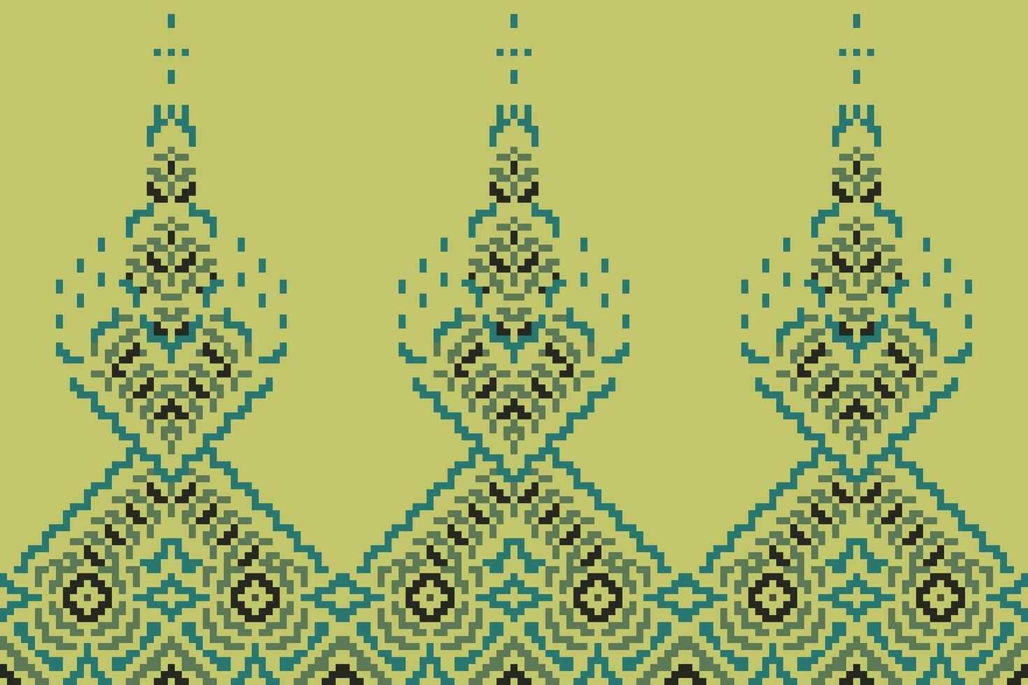 Aztec Pixel Korea Traditional Patternfolk Embroidery, Aztec Geometric Ornament Print. Design for Carpet, Wallpaper, Clothing, Wrapping, Fabric vector