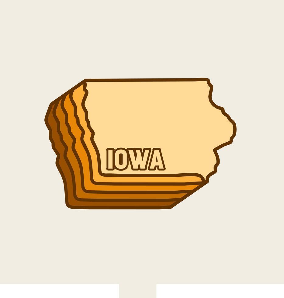 Iowa Map with Simple and Retro Style Perfect for Print, Apparel, etc vector