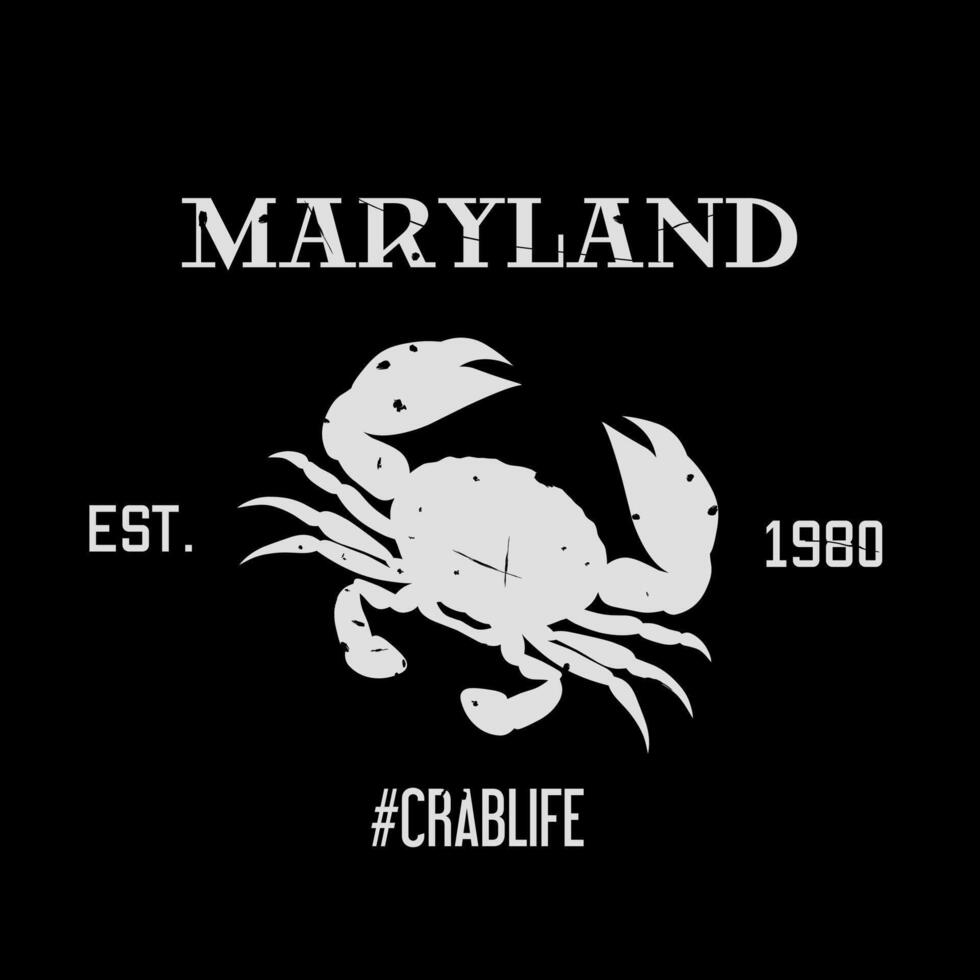 Maryland Crab in Grunge Style Perfect for Print, Apparel, Sticker, etc vector