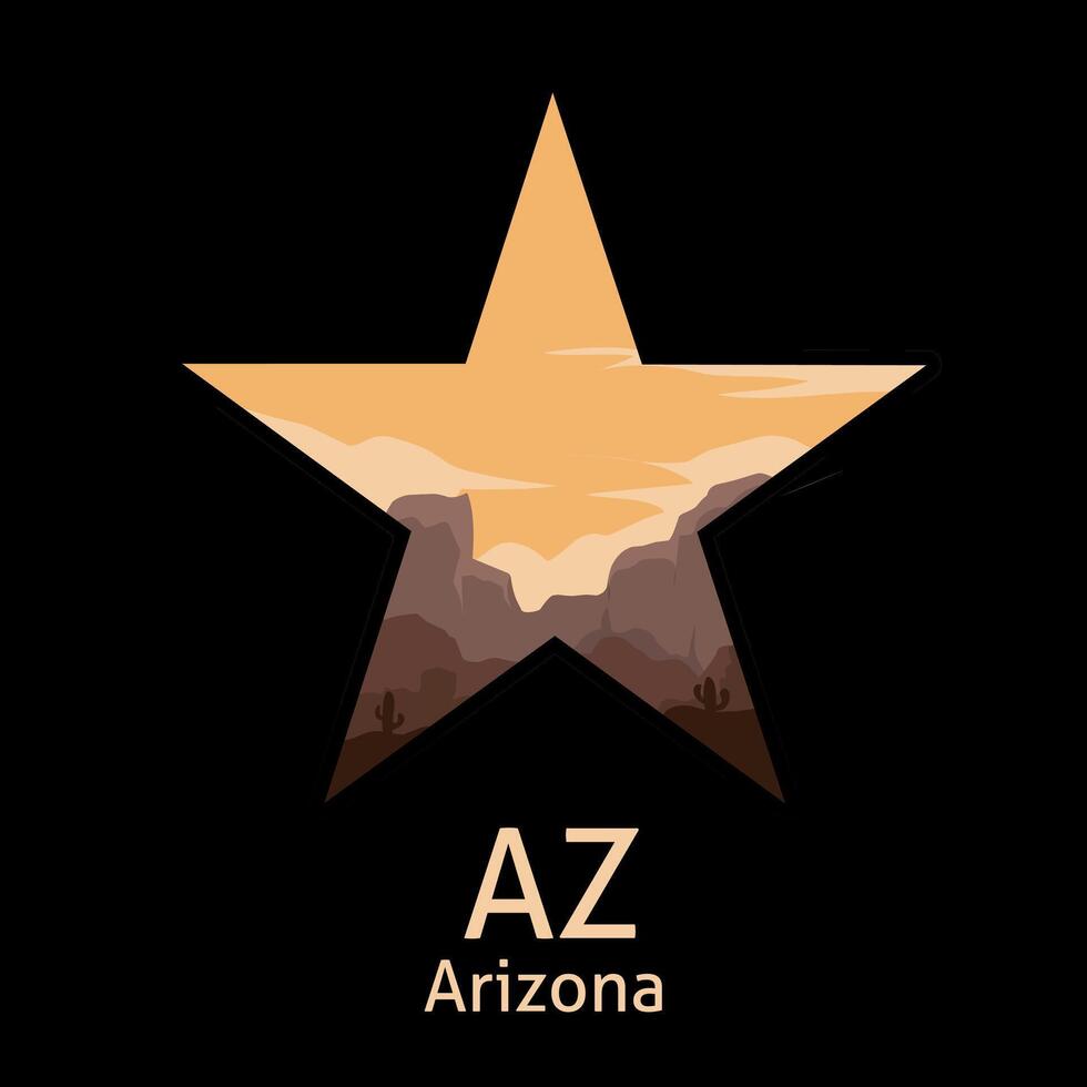 Arizona Stars with Desert Scenery at Sunset Perfect for Print, Apparel, etc vector