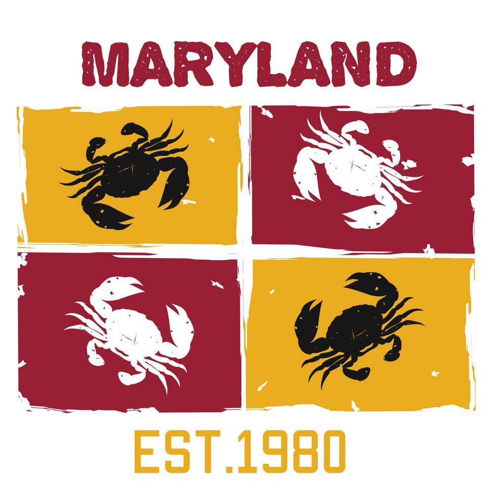 Maryland Crabs with Grunge and Vintage Style Perfect for Poster, Print etc vector