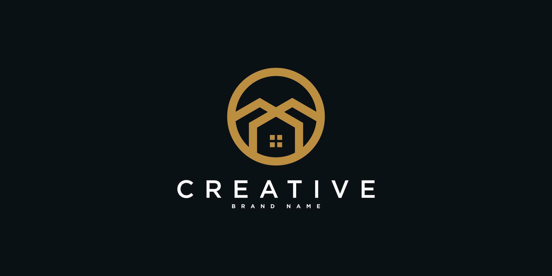 House logo design with modern outline concept. vector