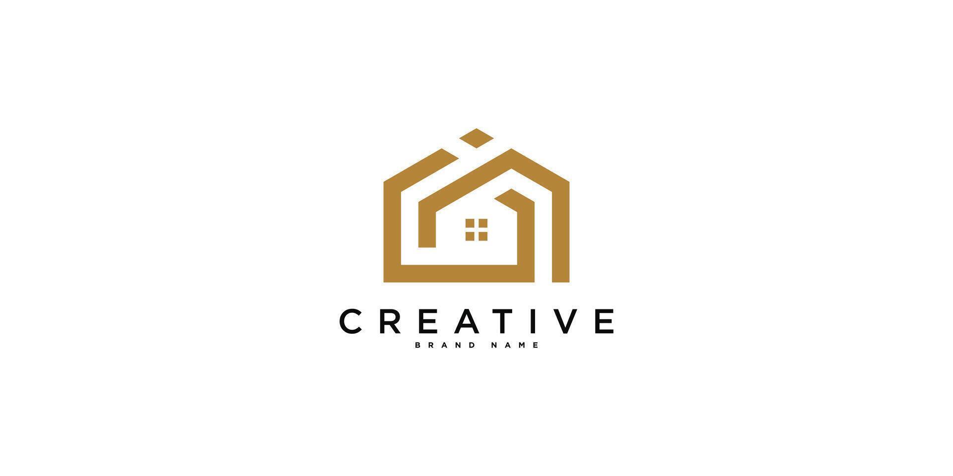 House logo design with modern outline. Premium vector