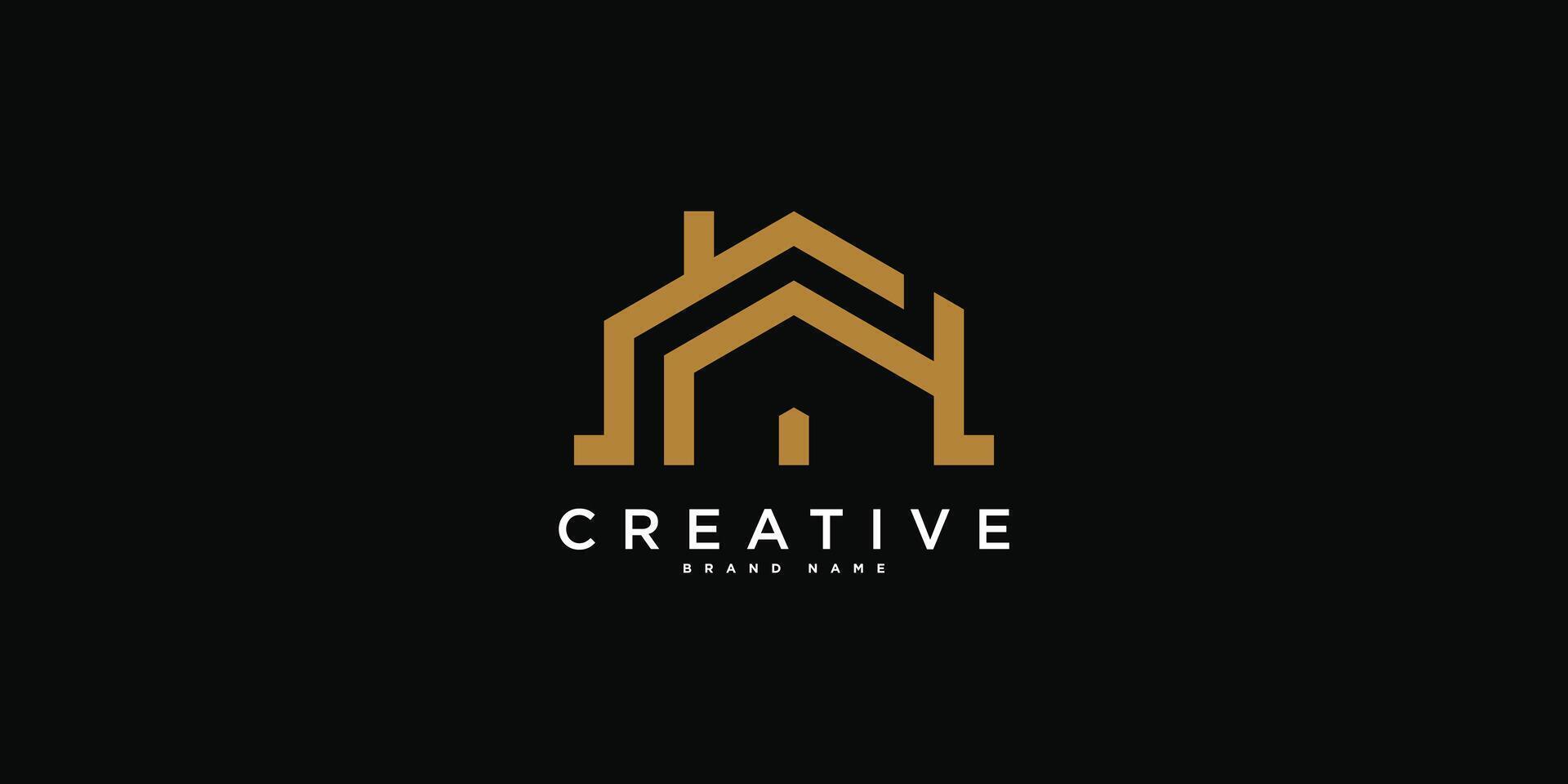 House logo design with modern outline concept. Premium vector