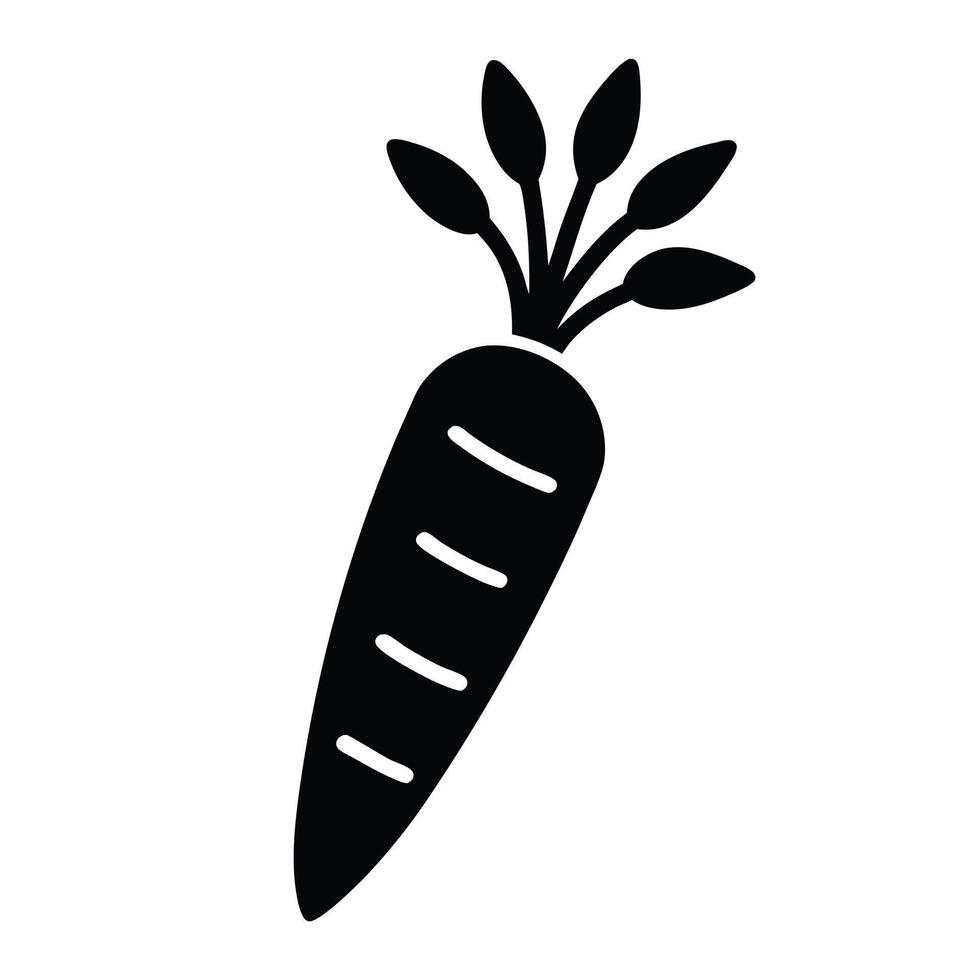 Isolated Black Carrot Icon Minimalist Vegetable Illustration Art Style vector