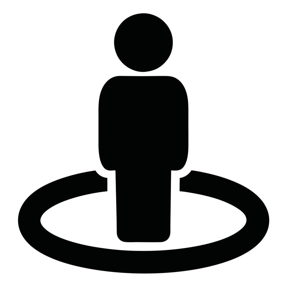 Person Location Icon Spot Navigation And Positioning Concept In Black vector