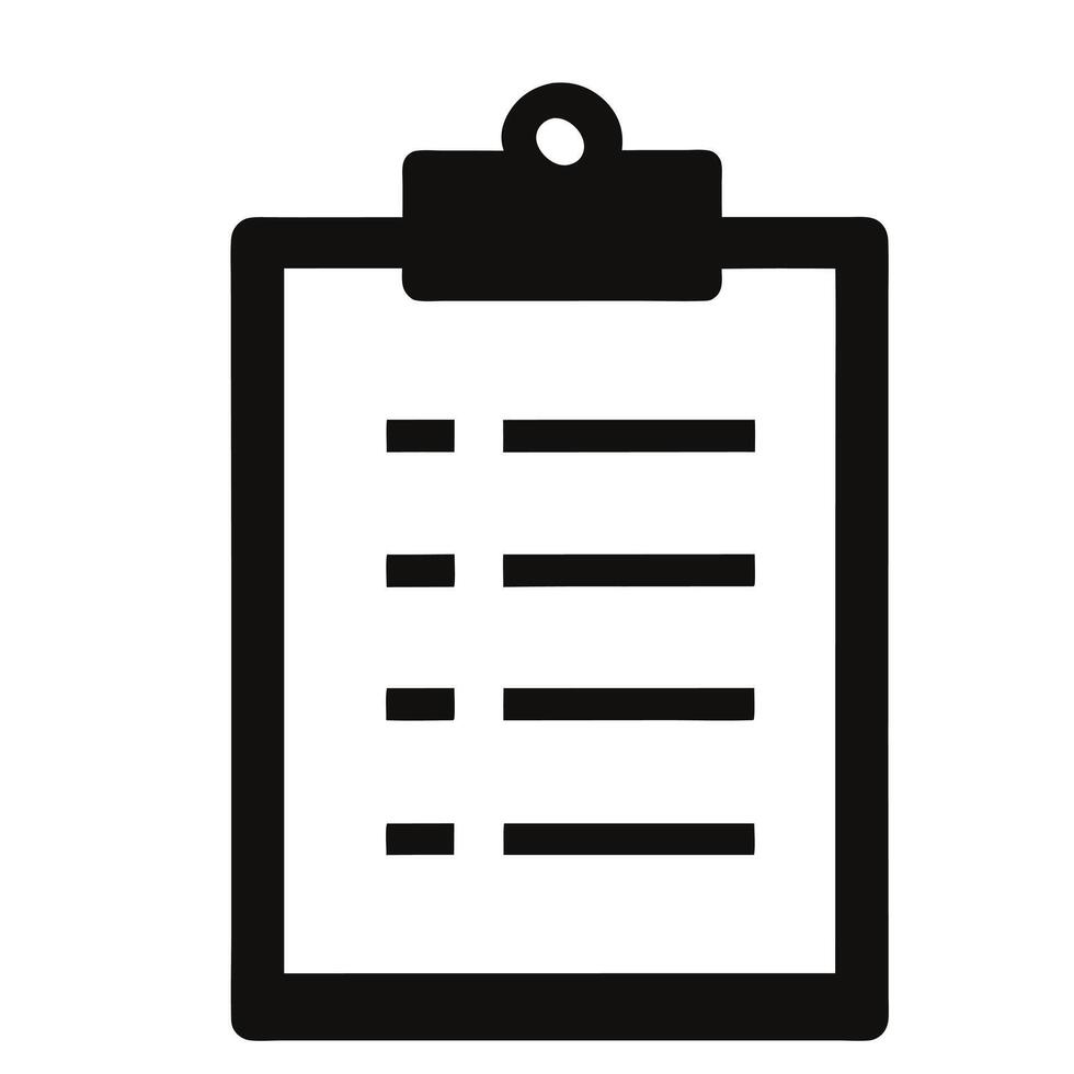Black And White Clipboard Document Checklist Icon For Project Management Simple Design vector