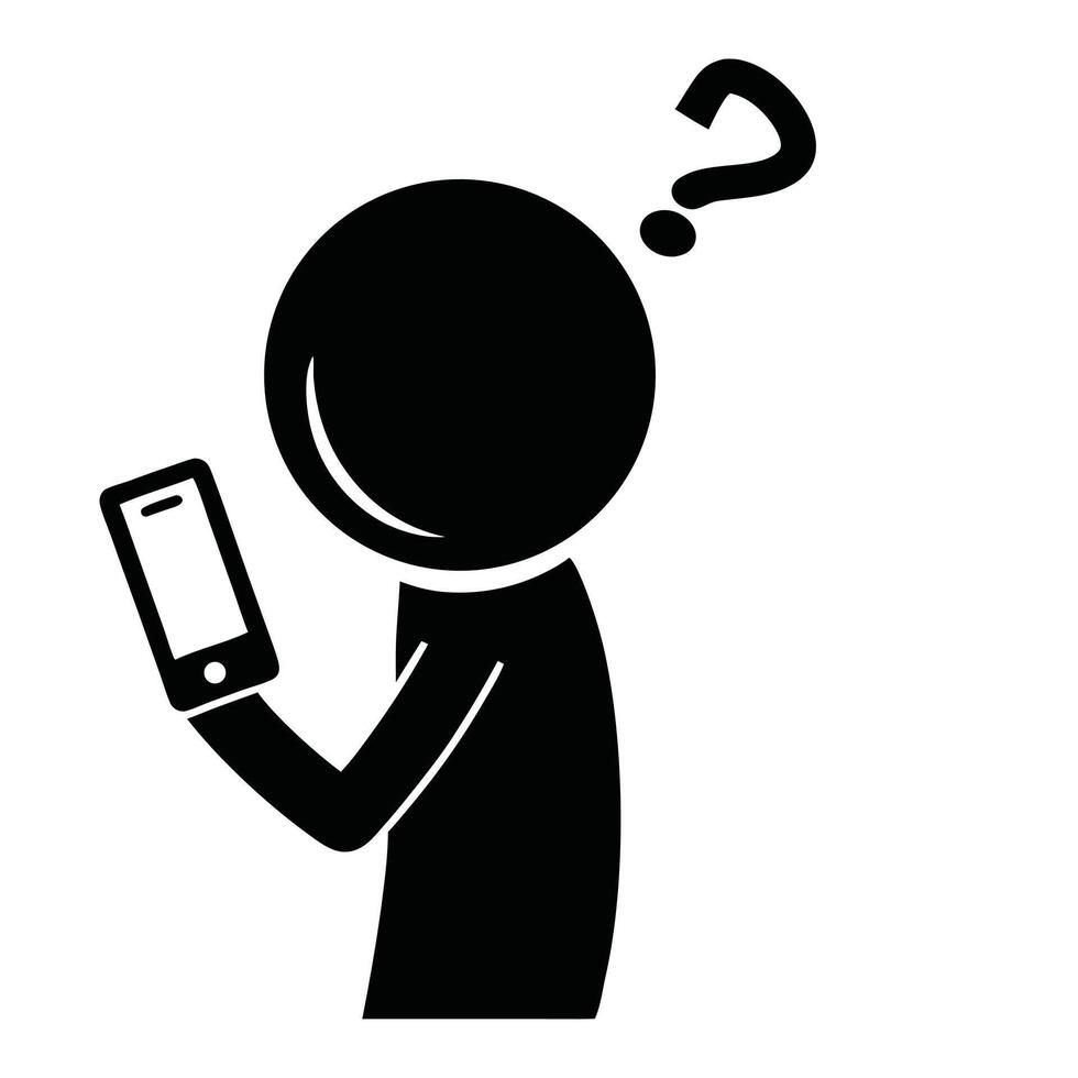 Man Using Smartphone With Question Mark Above His Head Illustration vector