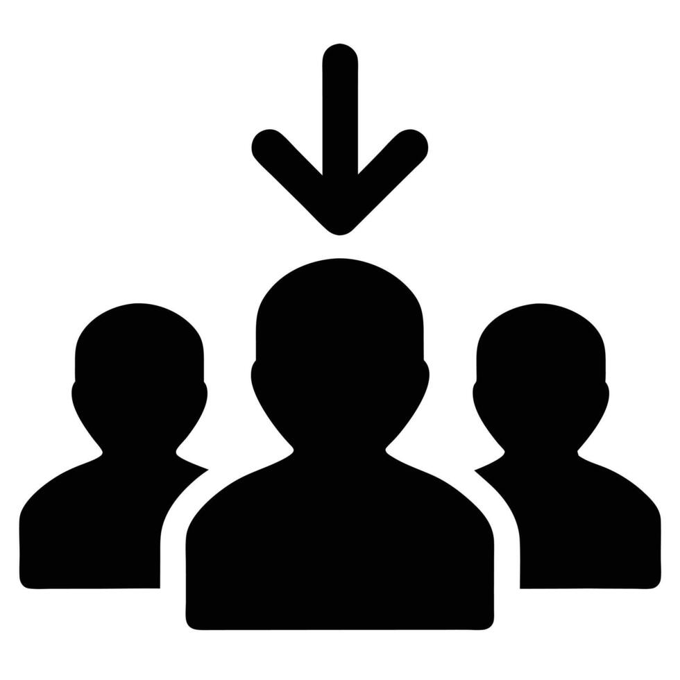 Team Selection Down Arrow Symbol Illustrating Staff Recruitment And Leadership Focus vector