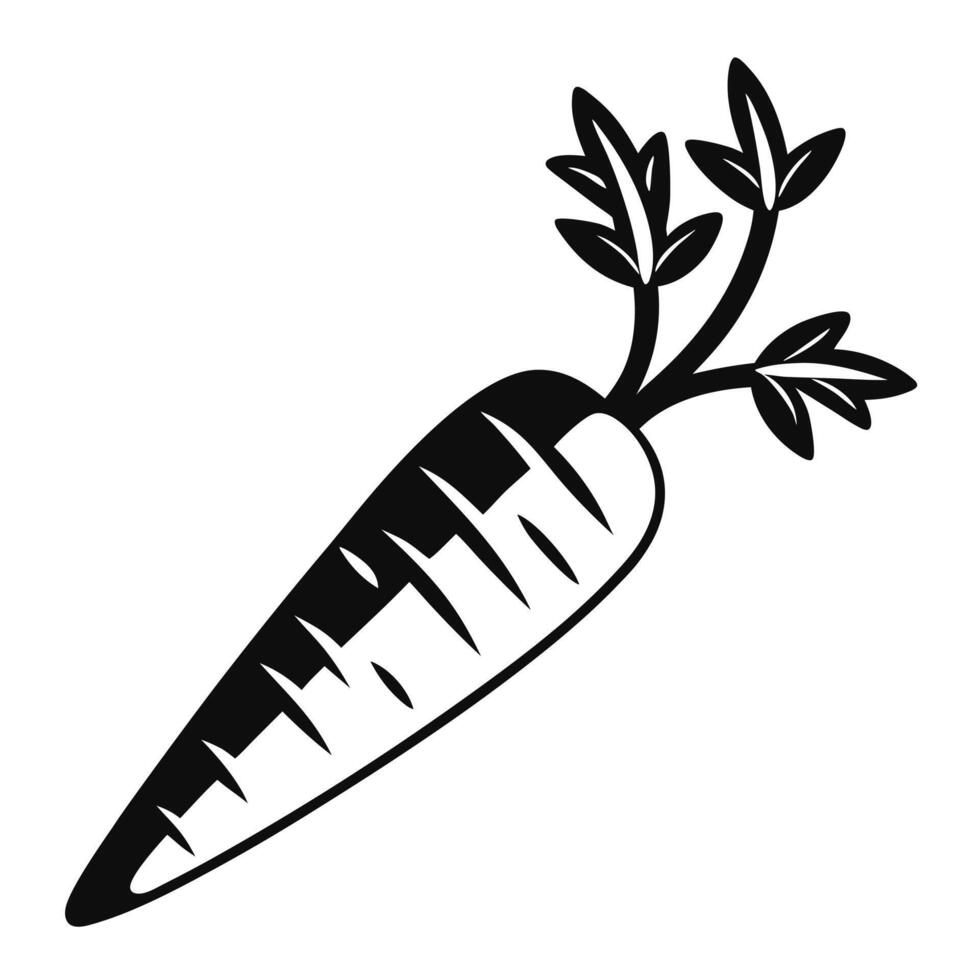 Black And White Carrot Illustration For Healthy Food And Gardening Concepts vector
