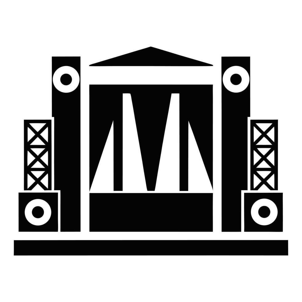 Concert Stage Black And White Graphic Representation For Events And Festivals Simple Design vector