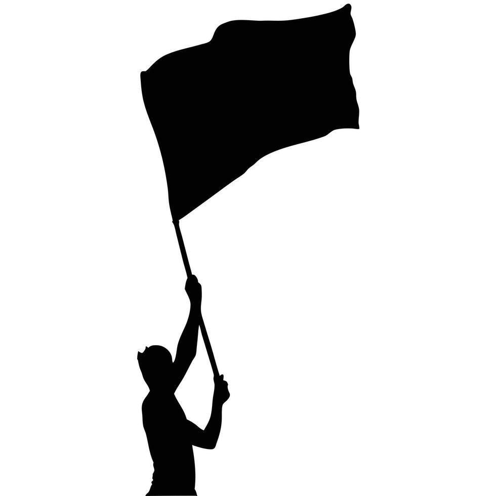 Person Holding Waving Flag Silhouette For Victory And Protest Movement Art vector