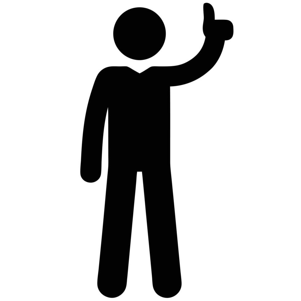 Stick Figure Raising Hand Icon Illustration Sign And Symbol vector