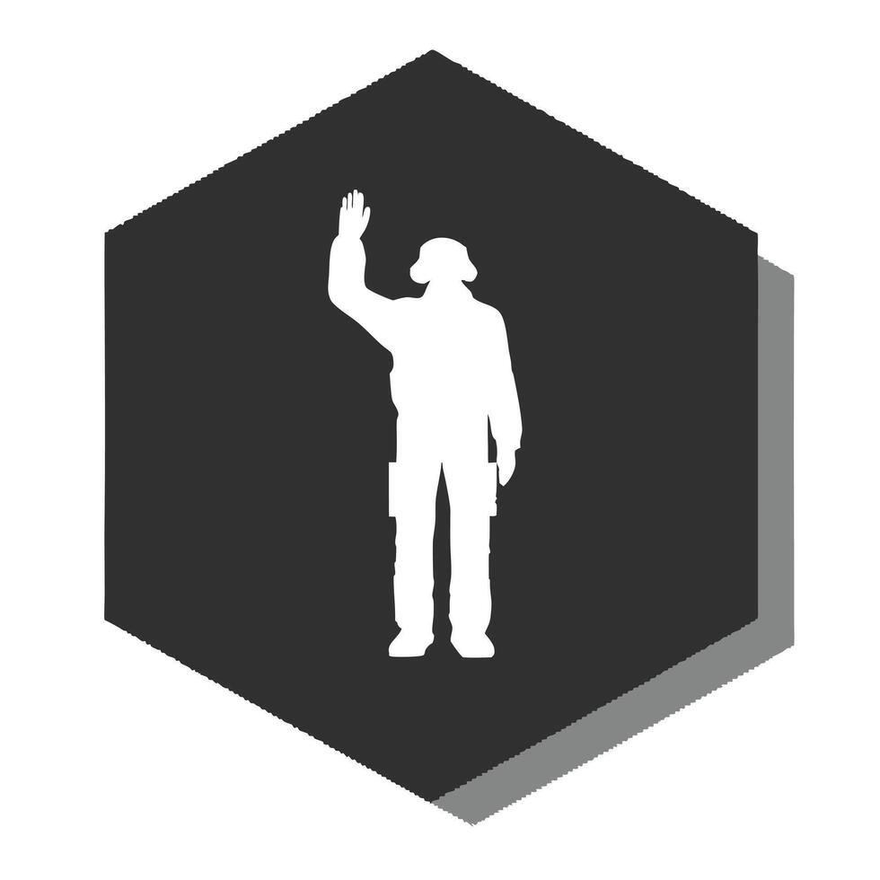 Isolated Silhouette Of A Person Waving On Hexagon Shape Background Illustration vector